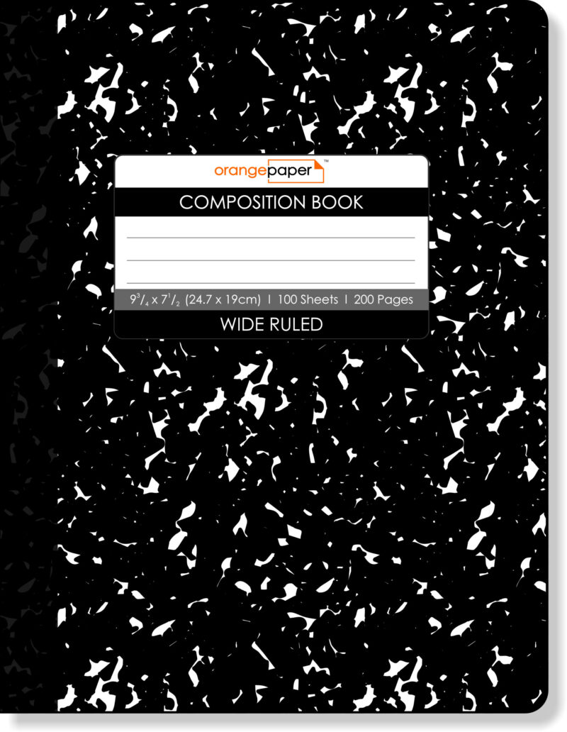 Black marble composition Book, Wide Ruled, 100 Sheets, 24.7 x 19 cm