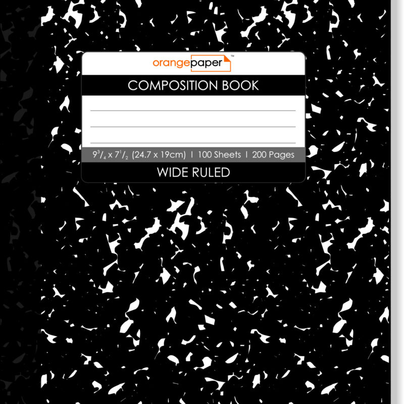 Black marble composition Book, Wide Ruled, 100 Sheets, 24.7 x 19 cm
