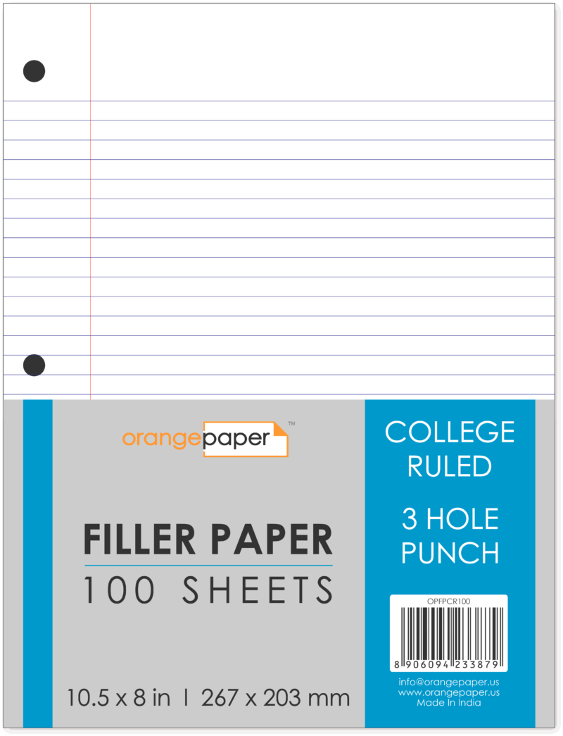 Filler Paper, College Ruled, 100/200/300 Sheets, 8″ x 10 1/2″