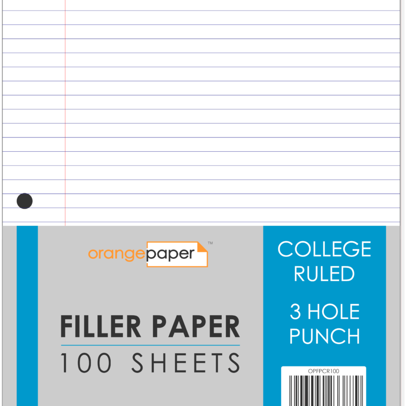 Filler Paper, College Ruled, 100/200/300 Sheets, 8″ x 10 1/2″