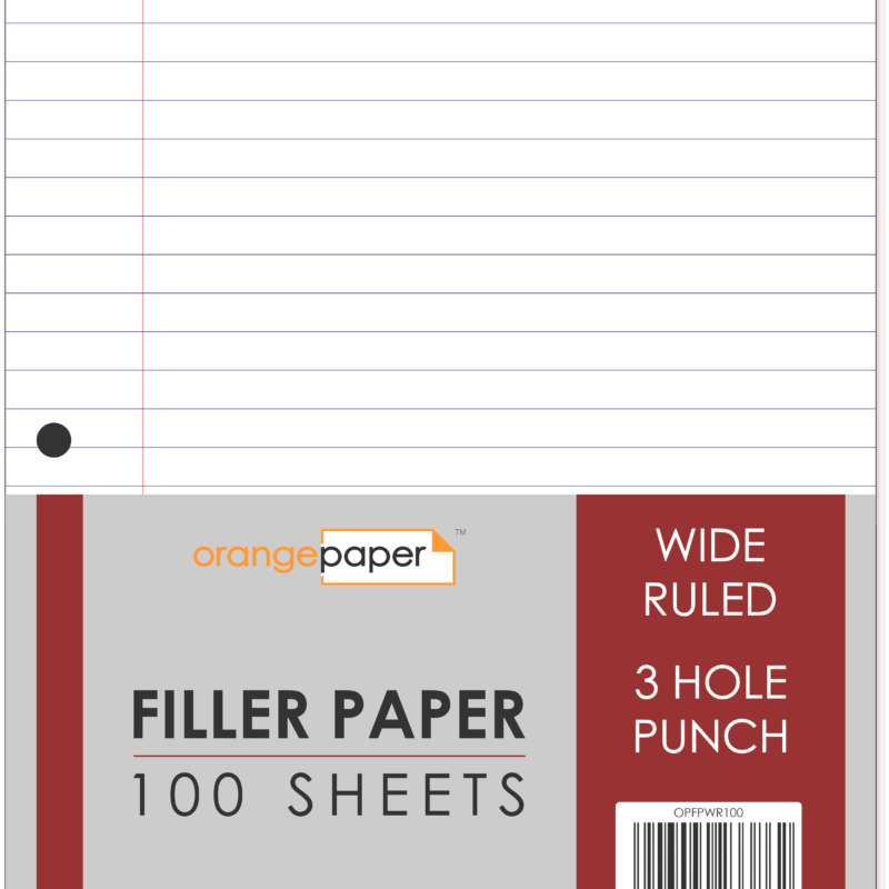 Filler Paper, Wide Ruled, 100/200/300 Sheets, 8" x 10 1/2"