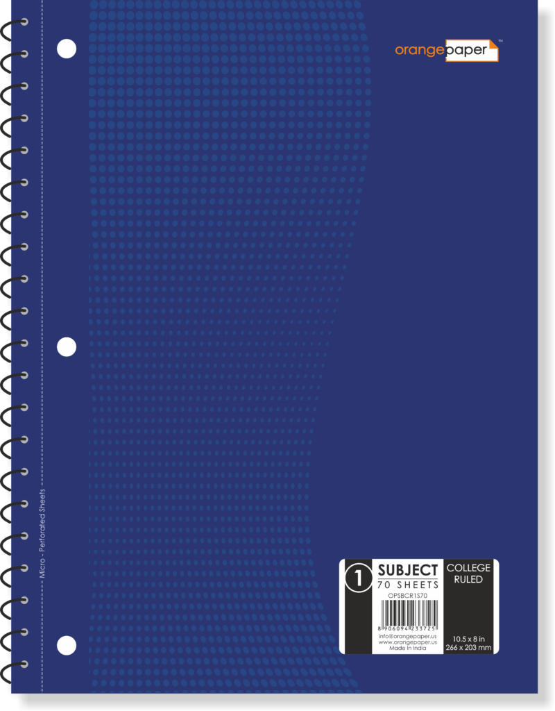 1 Subject book, college Ruled, 70 Sheets, 10.5 x 8 in