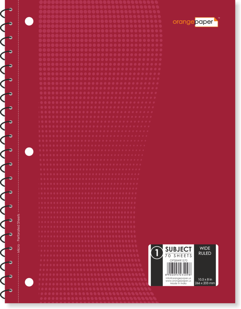 1 Subject Book, Wide Ruled, 70 Sheets, 10.5 x 8 in