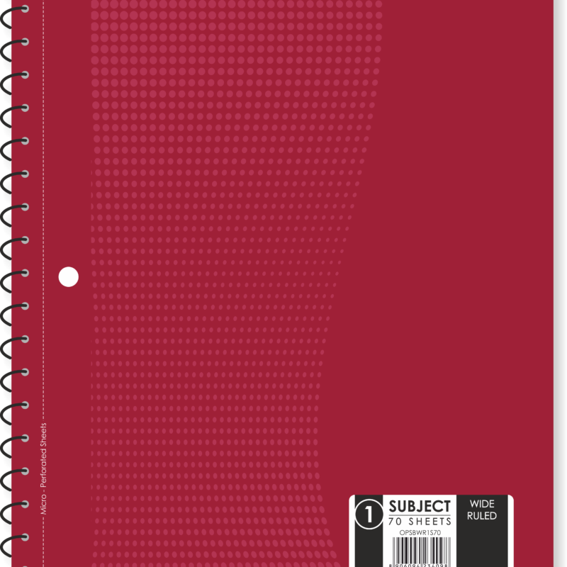 1 Subject Book, Wide Ruled, 70 Sheets, 10.5 x 8 in