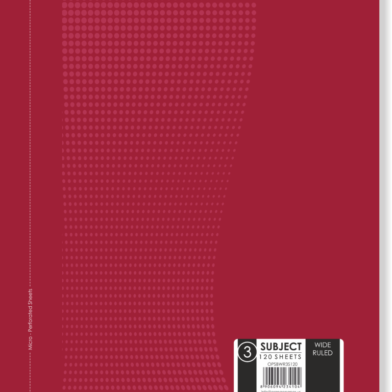 3 Subject Book, Wide Ruled, 120 Sheets, 10.5 x 8 in