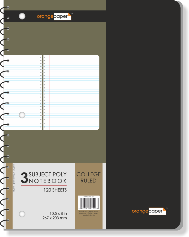 3 Subject poly notebook, college Ruled, 120 Sheets, 10.5 x 8 in - Image 2