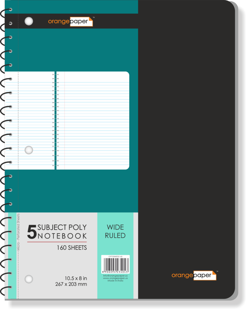 5 Subject poly notebook, wide ruled, 160 Sheets, 10.5 x 8 in - Image 2
