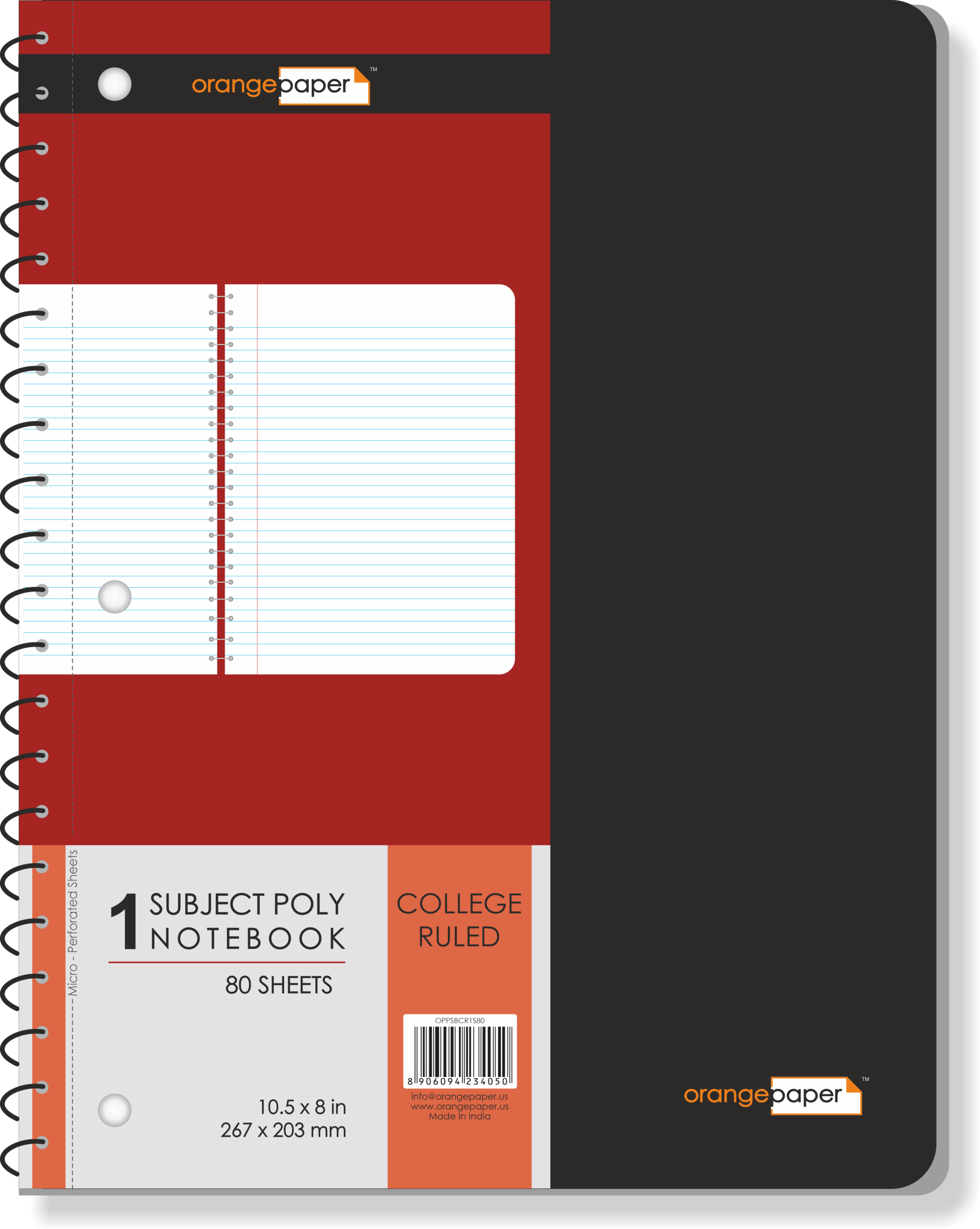 1 Subject poly notebook, college Ruled, 80 Sheets, 10.5 x 8 in - Image 3