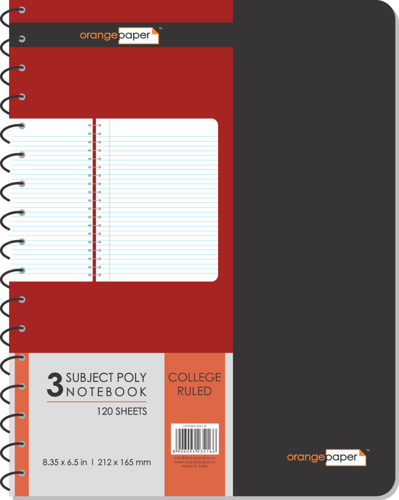 3 Subject poly memo notebook, college ruled, 120 Sheets, 8.35 x 6.5 in - Image 3