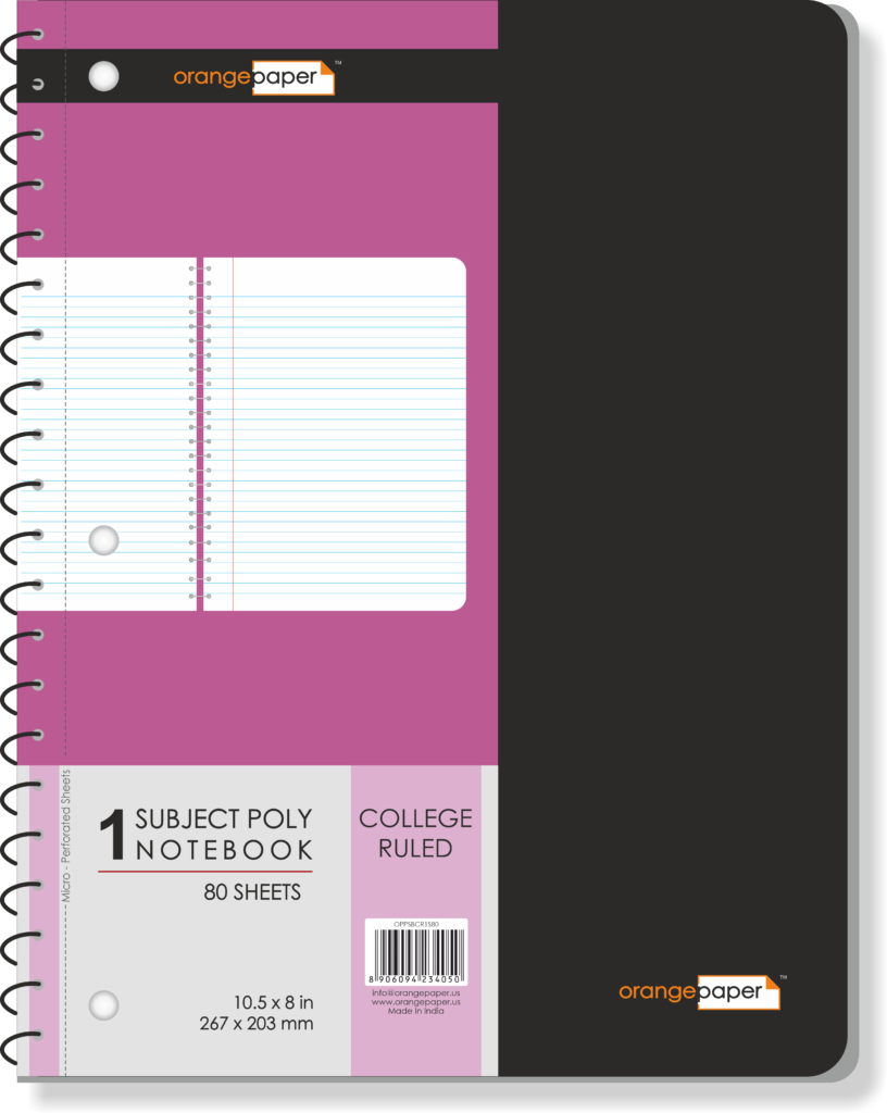 1 Subject poly notebook, college Ruled, 80 Sheets, 10.5 x 8 in - Image 4