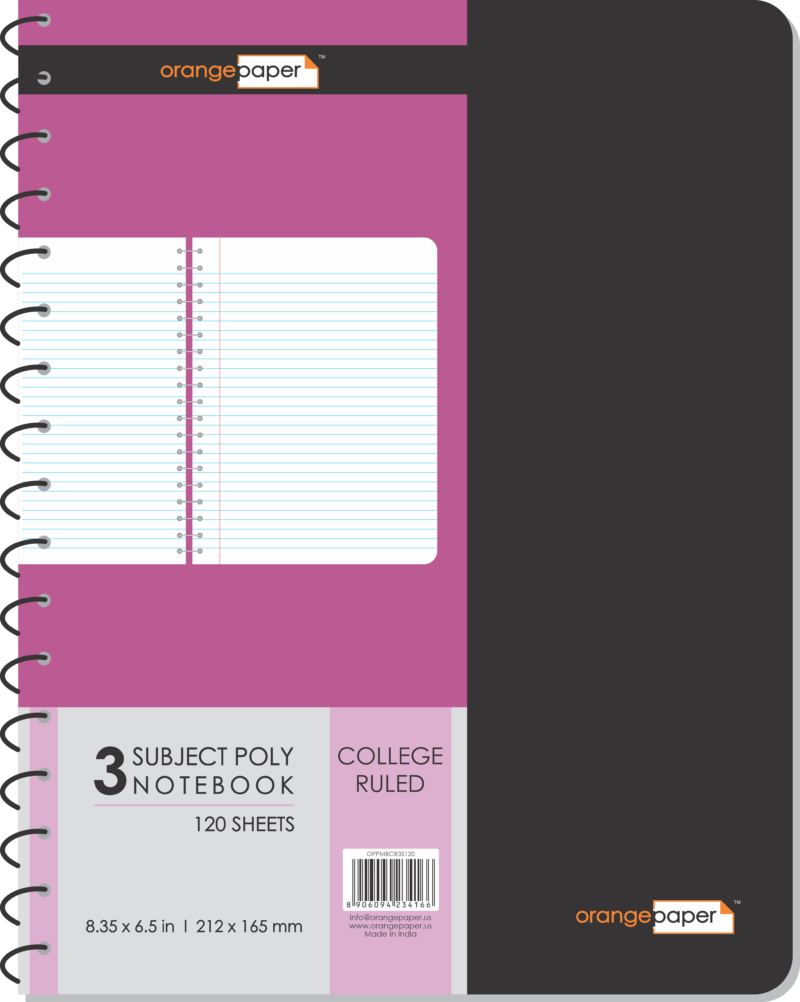 3 Subject poly memo notebook, college ruled, 120 Sheets, 8.35 x 6.5 in - Image 4