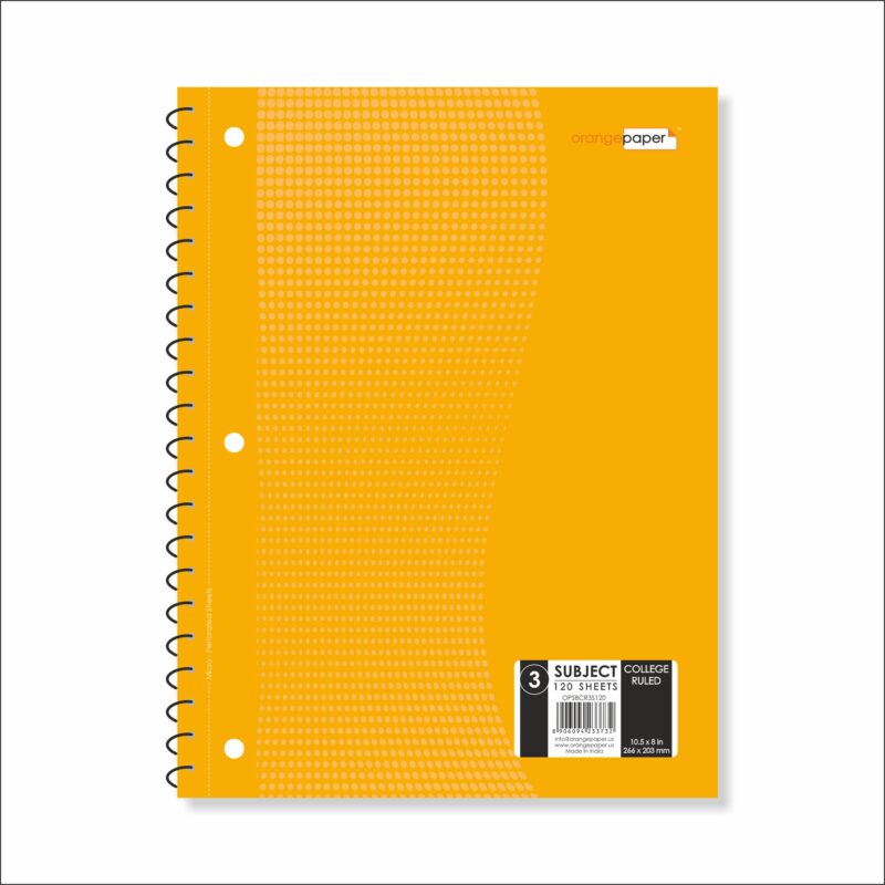 3 Subject Book, College Ruled, 120 Sheets, 10.5 x 8 in