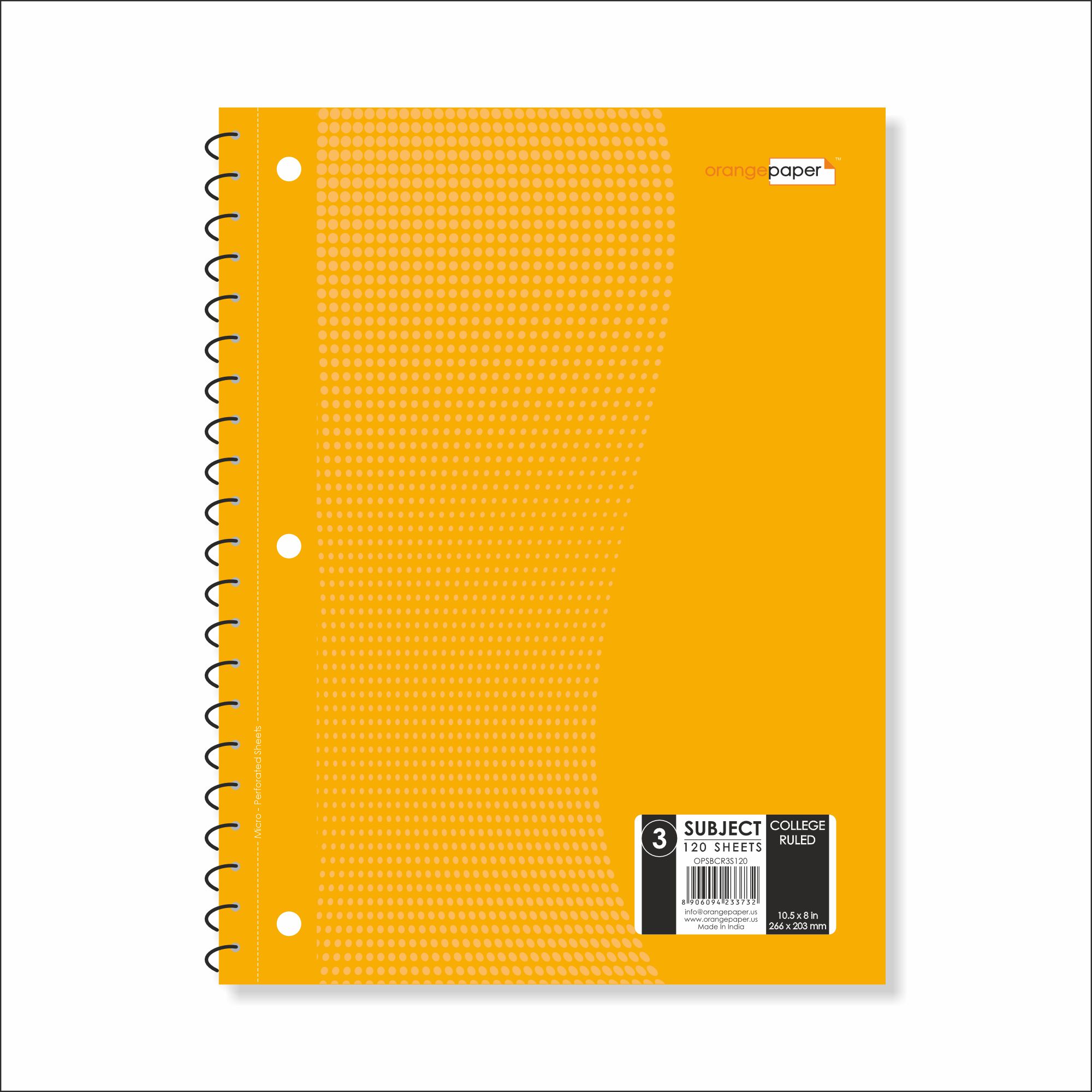 3 Subject Book, College Ruled, 120 Sheets, 10.5 x 8 in